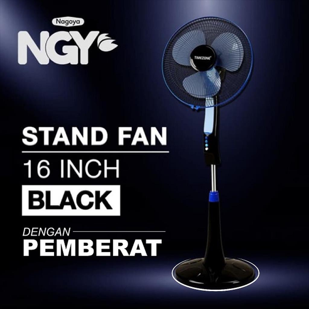 Kipas Angin Berdiri / Stand Fan 16 inch Hitam Glossy | NAGOYA TIMEZONE TZ-16KB