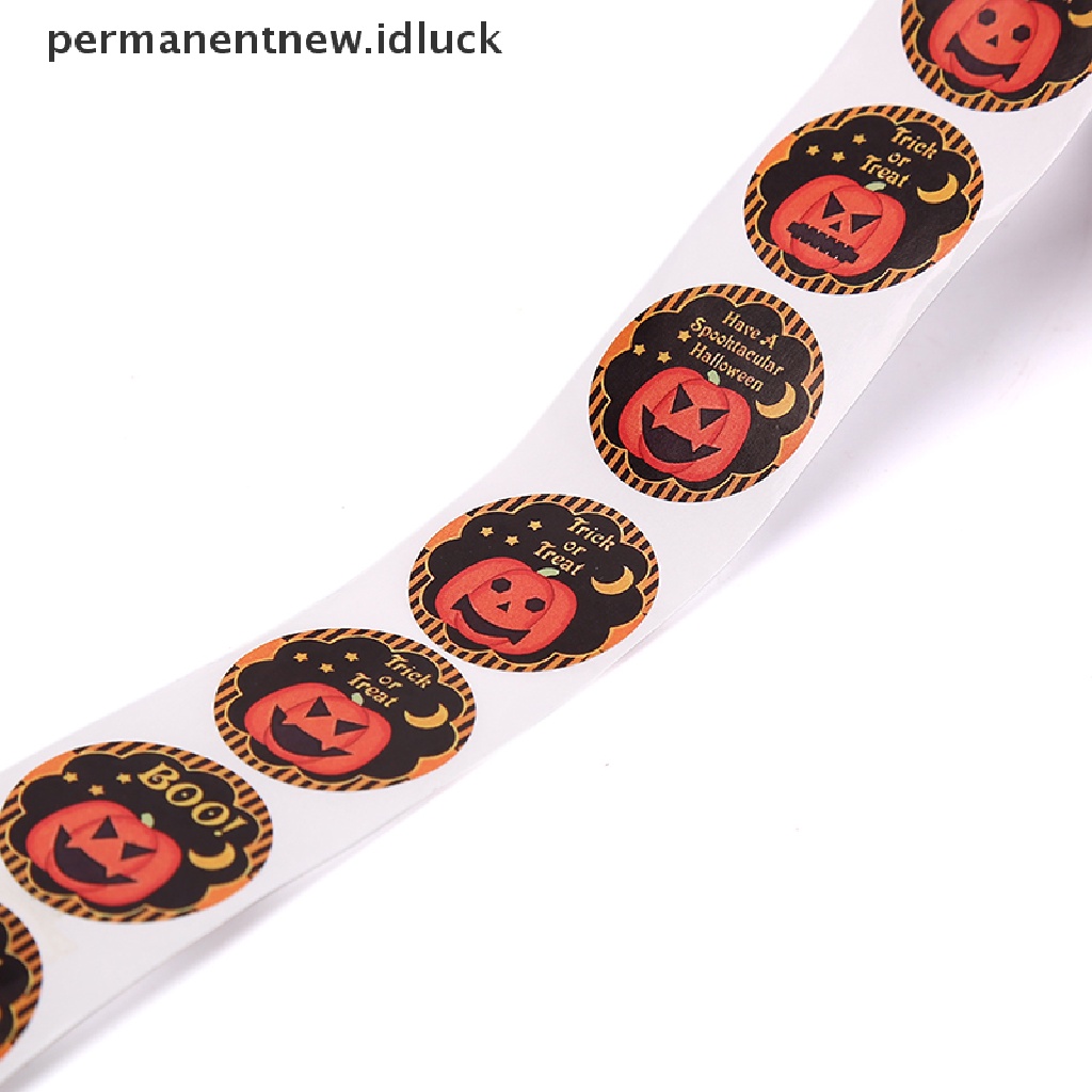 500 Pcs / Roll Stiker Kertas Motif Labu Halloween Untuk Dekorasi