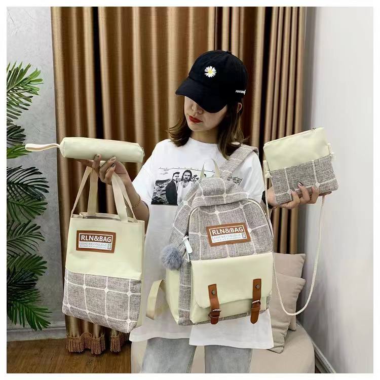 TAS RANSEL IMPORT 4IN1 BACKPACK KANVAS OS190722 MURAH FASHION SEKOLAH KULIAH KERJA JAKARTA