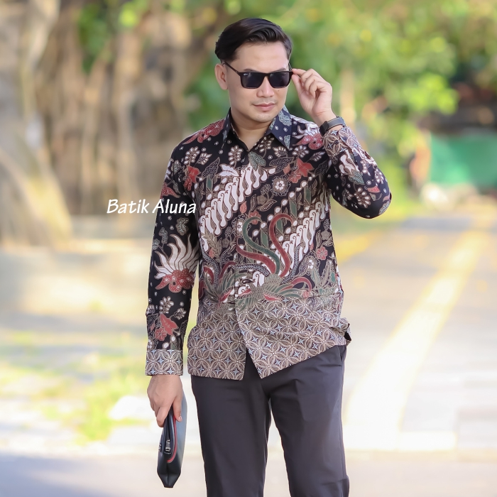 Kemeja Batik Pria Lengan Panjang Semi Premium Formal Modern Kerja Kantor Full Furing Dan Elegan Dewasa Fashion Batik Aluna