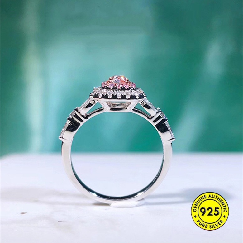 18K Platinum Pink Diamond Color Separation Ring for Women