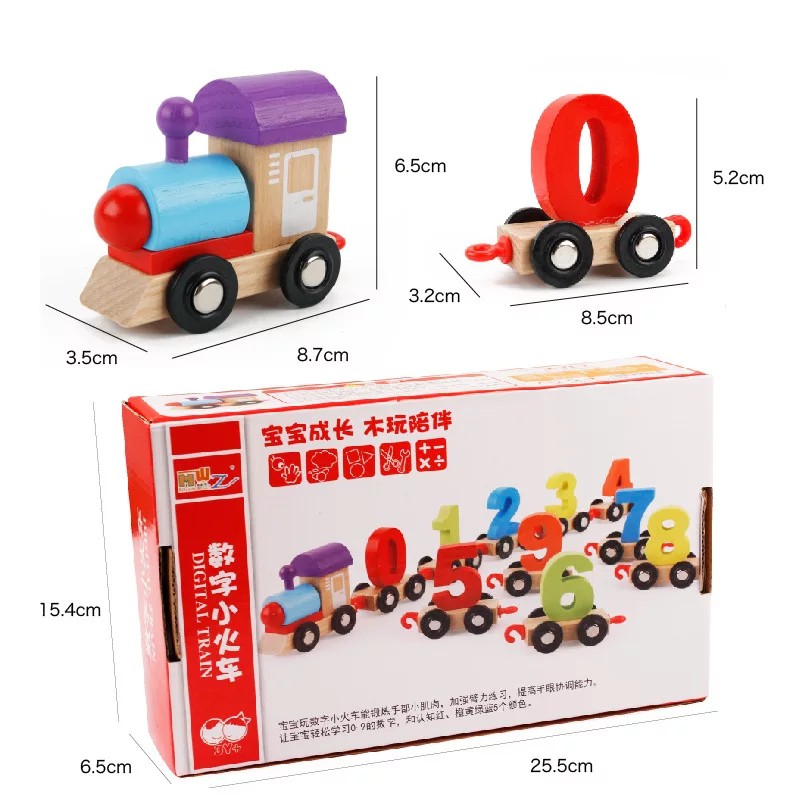 Wodden Train 123 Number Mainan Balita Wooden Toys Mainan Kayu Mainan kereta Anak Puzzle Kayu