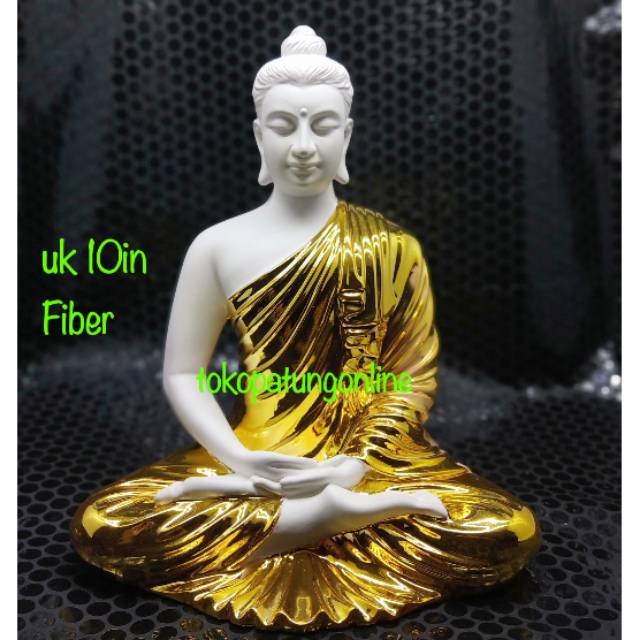 Patung Buddha Tanta Fiber Emas 10in