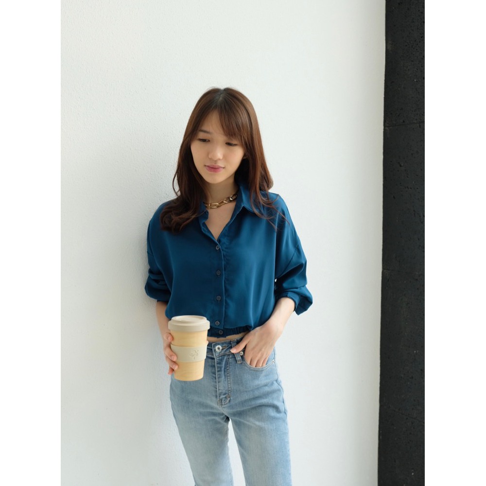 T-0372 Kemeja Wanita Variasi Karet Pinggang-4