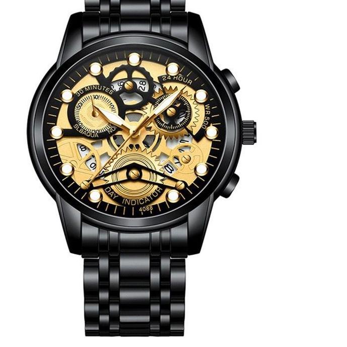 Saleϟfast FNGEEN 4088 jam Tangan Pria Desain Kerangka Mewah Stainless Steel Kua #DISKON