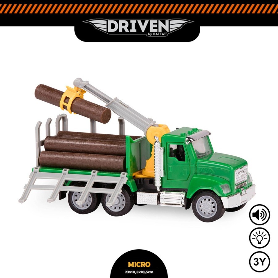 DRIVEN BY BATTAT Micro Series Micro Truck Logging Mainan Anak Diecast