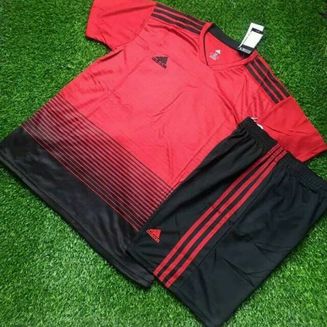 Setelan futsal / baju bola adidas merah import grade ori