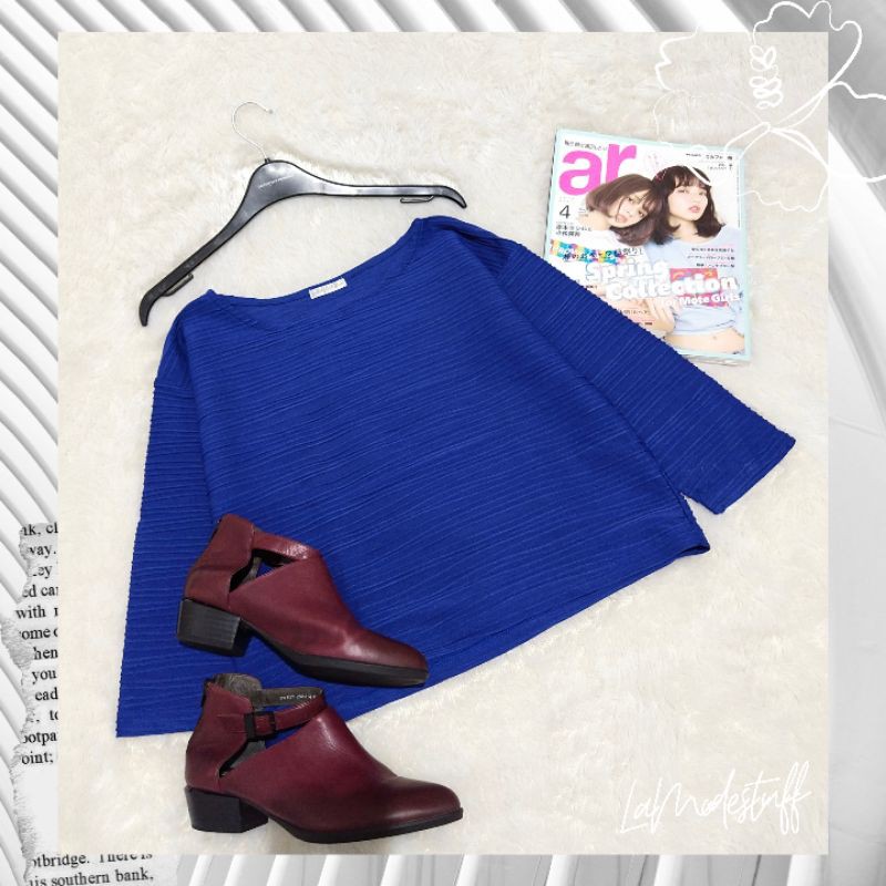 Colza blue plisket nagita blouse thrift