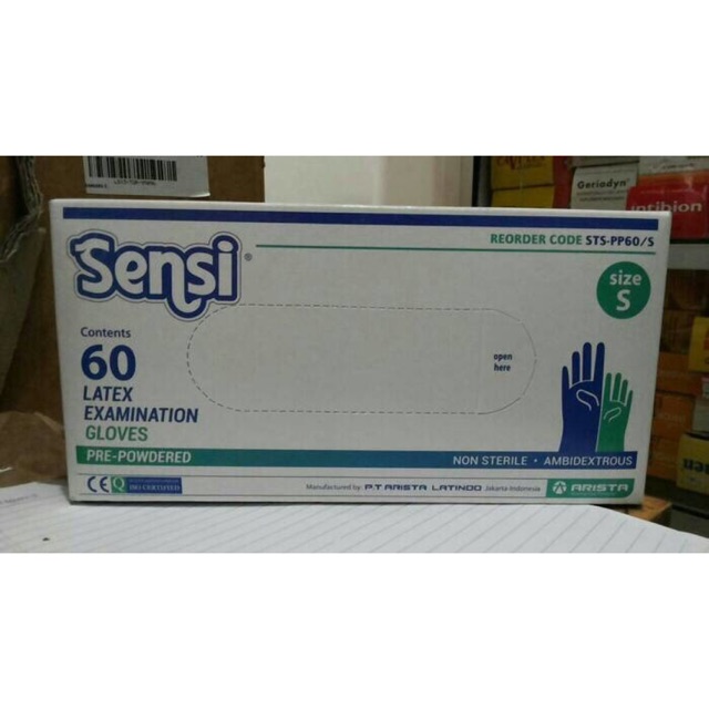 Sensi Gloves latex powdered 60 buah 30 pasang sensigloves hand glove sarung tangan karet sensi glove