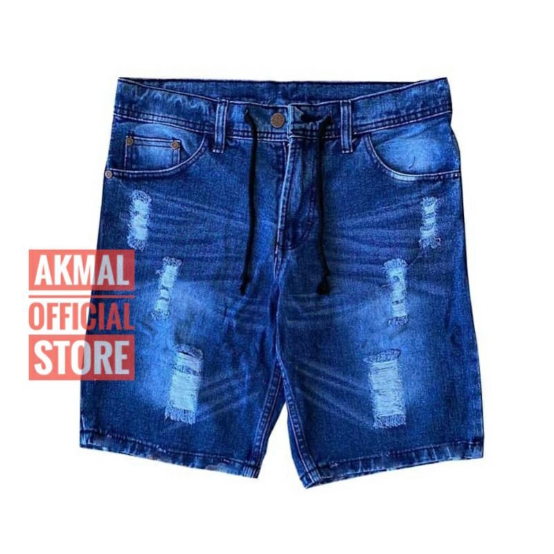 0CELANA PENDEK JEANS SOBEK TALI KOLOR RAWIS/CELANA DISTRO PRIA RAWIS