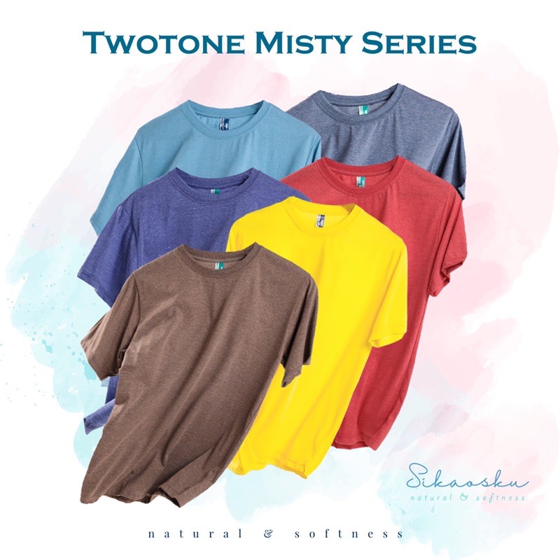 KAOS POLOS COTTON TWOTONE MISTY LENGAN PENDEK 30â€™S / PRIA & WANITA 100%