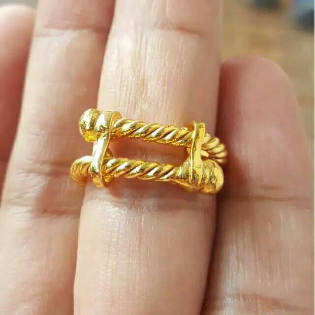 Cincin lilit model tambang lapis mas (persis seperti emas 24k)