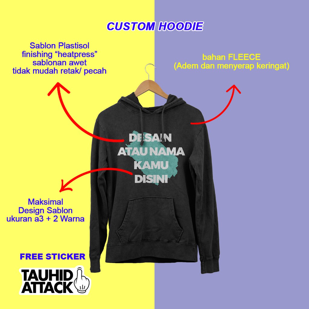 Custom Hoodie sablon plastisol