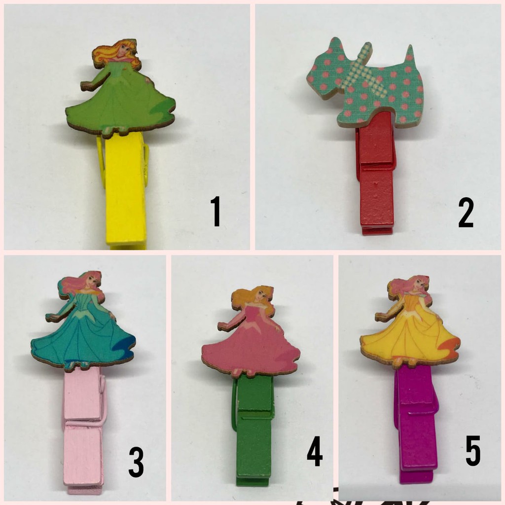 10 PCS - 3.5 CM WOODEN CLIP  KARAKTER WARNA | PENJEPIT FOTO | KLIP FOTO