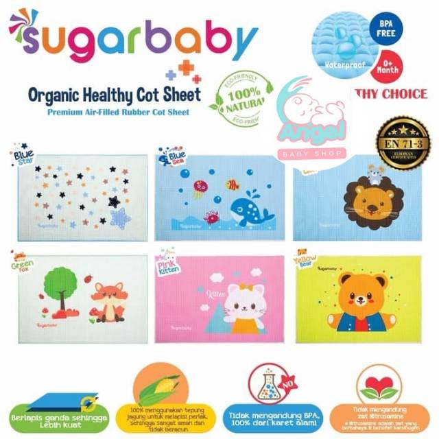 SUGAR BABY organic healty cot sheet (perlak organic)  mix gambar