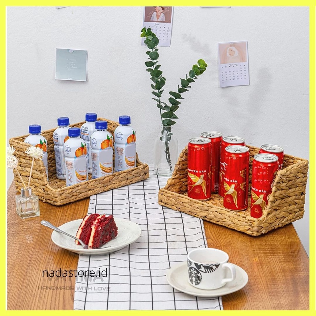 Hand Woven Organizing , Rack Bumbu , Laci , Decorative Wicker Storage Basket Water Hyacinth Wicker