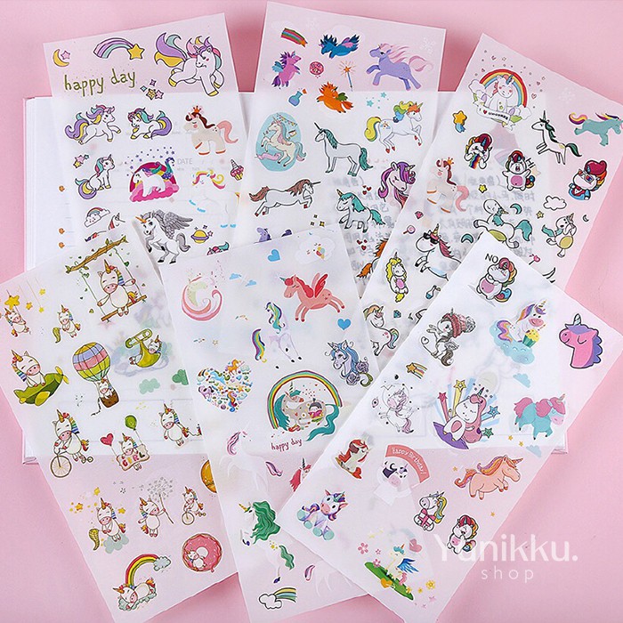 

6Pcs Stiker Unicorn bahan mudah dilepas