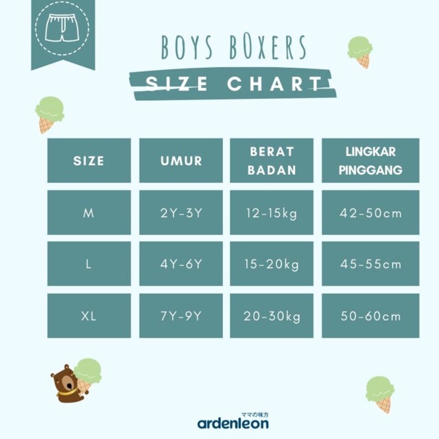 ArdenLeon BOXER Anak Laki / Arden Leon Celana Dalam Boys