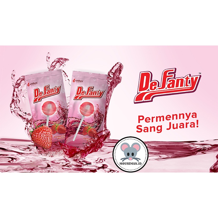 

Mouseman - Defanty Permen Strawberry Lollipop Rasa Stroberi Fanta 7gr