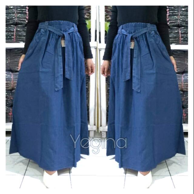 ROK JEANS SUPER JUMBO TALI WANITA ROK BIGSIZE BISA COD