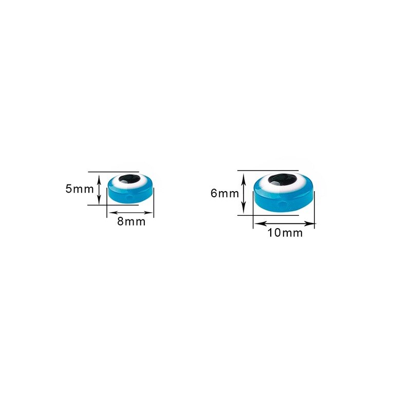 50 Pcs Manik-Manik Bentuk Oval Motif Evil Eye Bahan Resin Ukuran 8mm 10mm Untuk Membuat Perhiasan