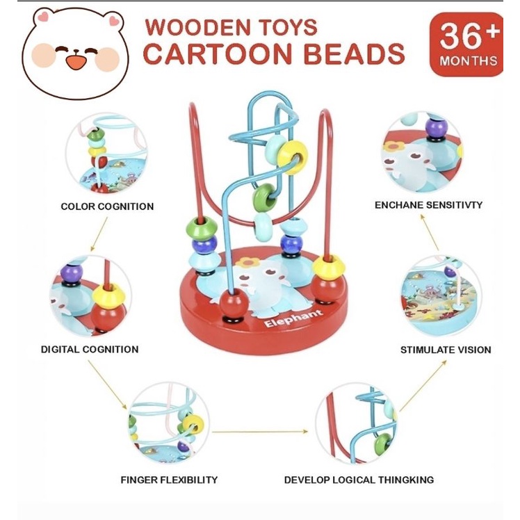 Mainan Edukasi Alur Kawat, Mini Wired Beads Toy, Round Beads