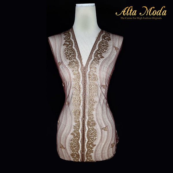 

Alta Moda Brokat Perancis Border Coklat