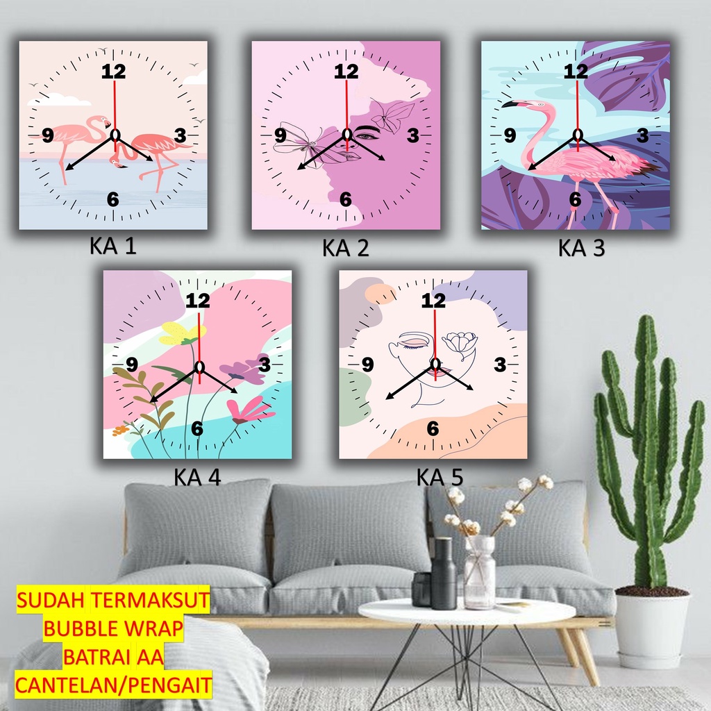 Jam Dinding Kayu Minimalis Aesthetic / Jam Dinding Vintage Unik / Jam Dinding Kotak