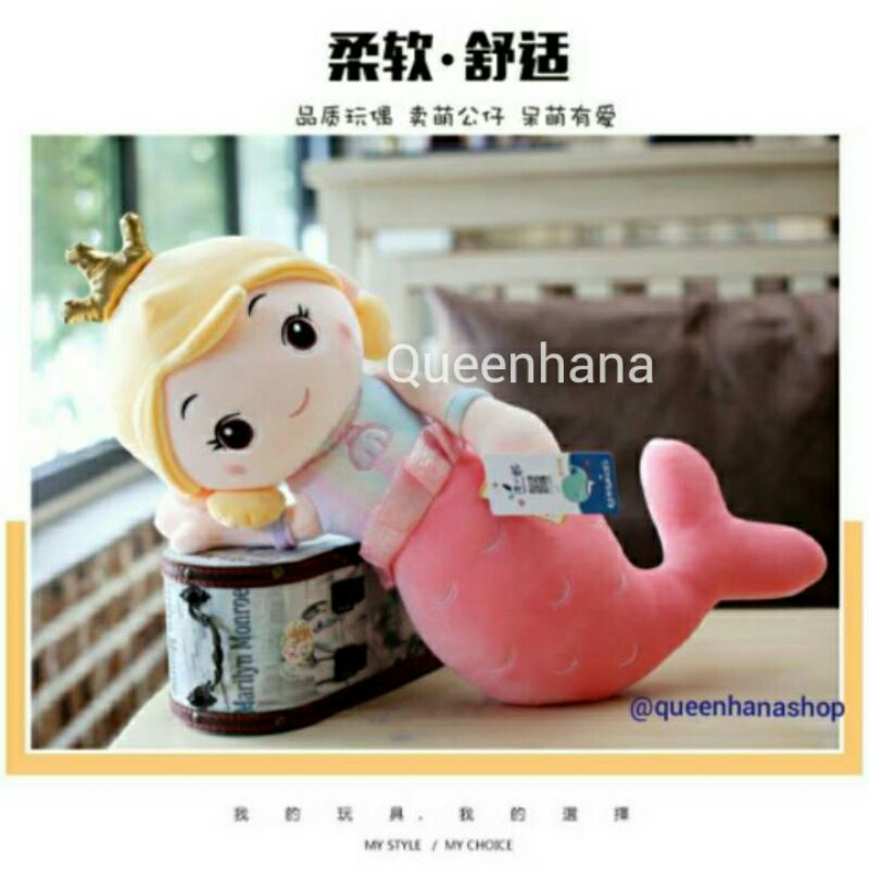 Boneka Karakter Mermaid lucu Bahan Soft Lembut Dan Elastis XL 50cm Jumbo 70cm Giant 90cm