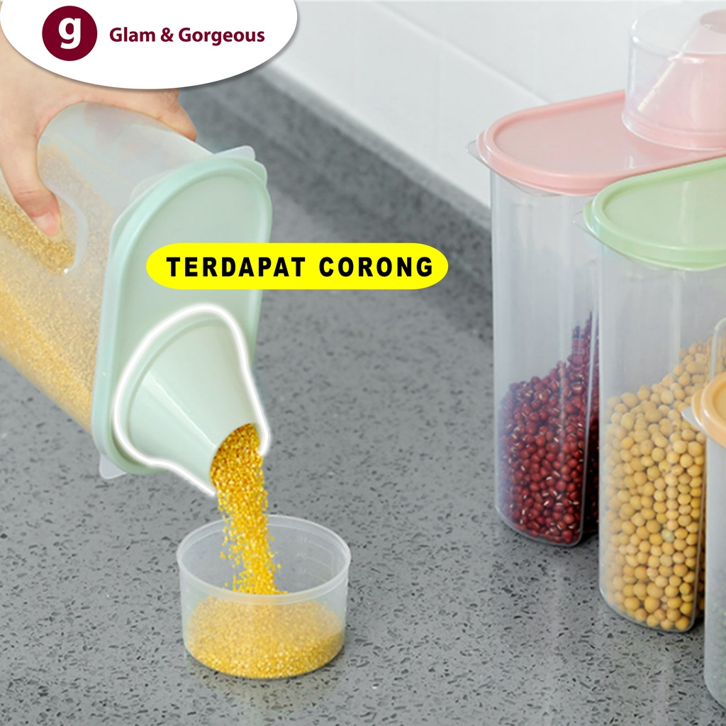 Storage Jar Tempat Penyimpanan Cereal Beras Kacang Kotak Penyimpanan Makanan Serbaguna - KU032