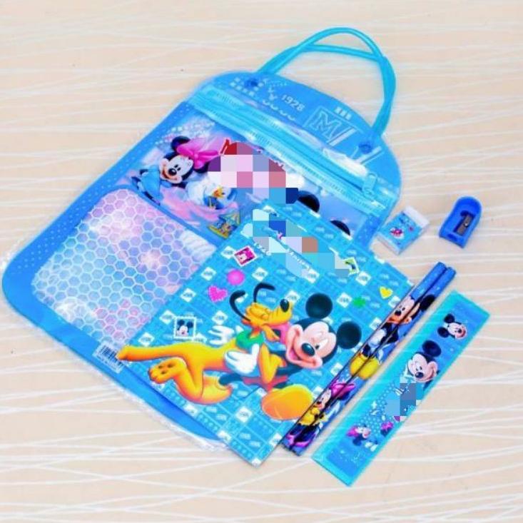 

(zqpm -138) STATIONARY SET FREE BAG / SET ALAT TULIS ANAK SEKOLAH MOTIF KARTUN. Spesial 2020