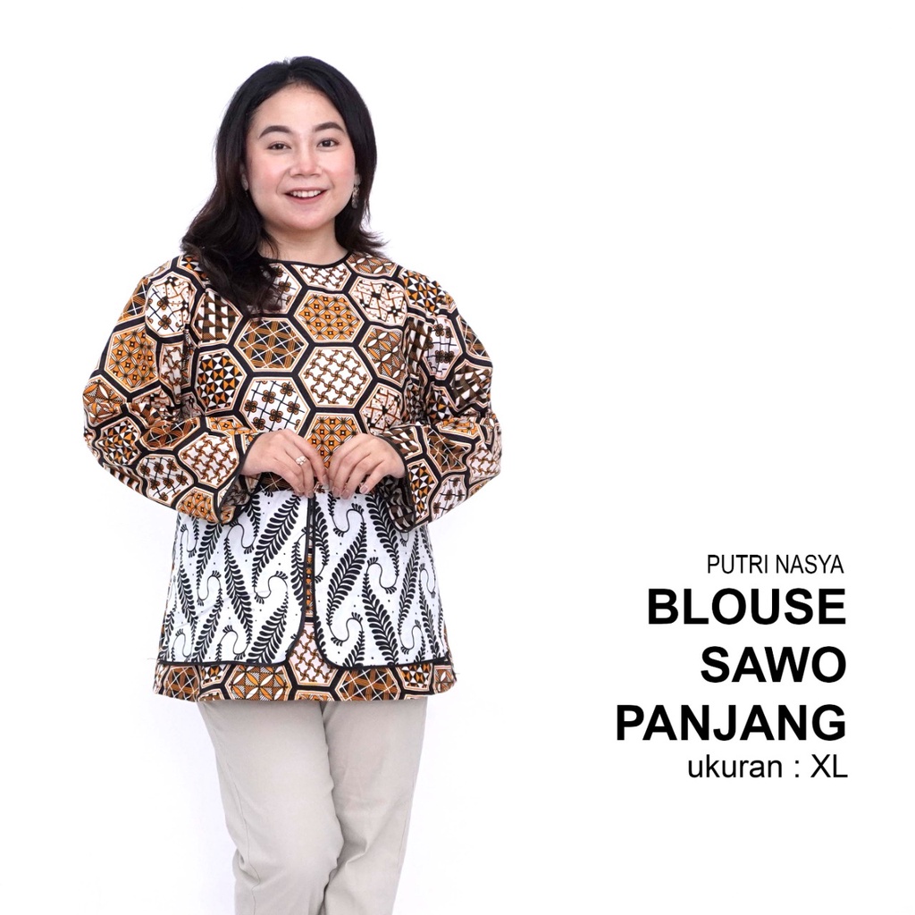 Atasan Batik Blouse Big Size Wanita Kerja Jumbo L-XL-2L-3L-4L-5L-6L-7L Model Blus Jumbo Seragam Batik / Atasan Formal Bahan Kantor Big Size Wanita