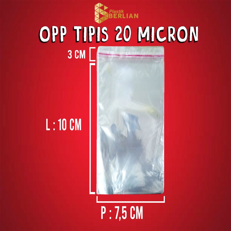 

7,5 x 10 cm Plastik OPP TIPIS (100 lbr) lem/seal