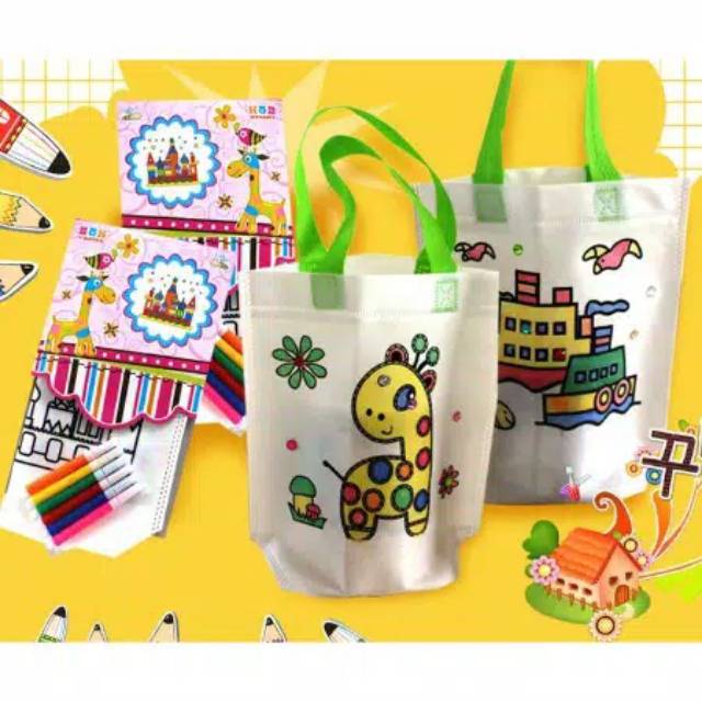 Tas mewarnai / coloring bag diy (sepaket) mainan edukasi murah