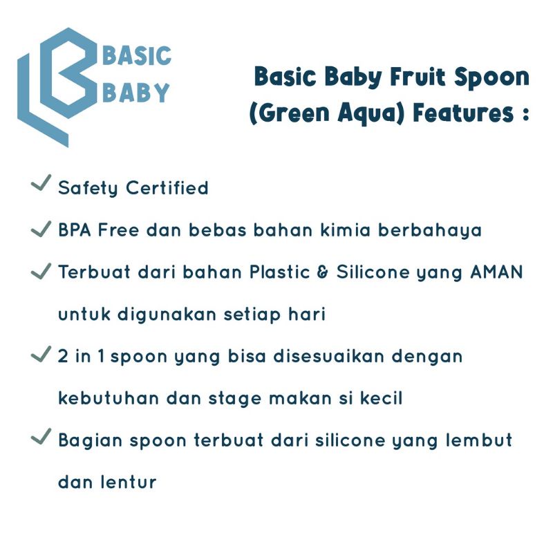 Basic Baby 2in1 Multi Spoon : 2 Shape Sizes - Sendok Makan Anak