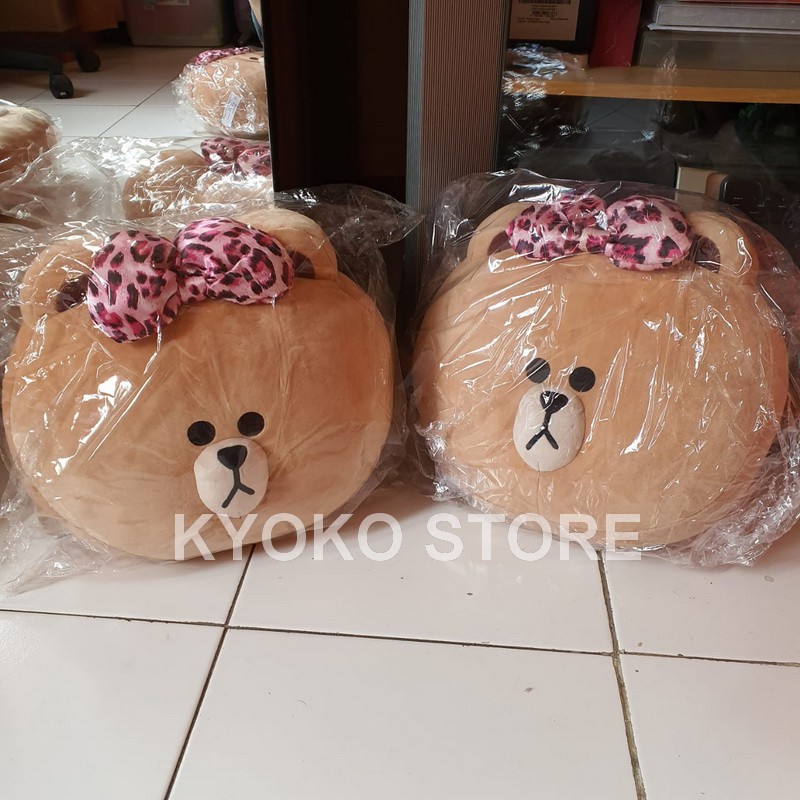 Boneka Bantal Line Choco Pink Leopard Line Cushion Official LINE