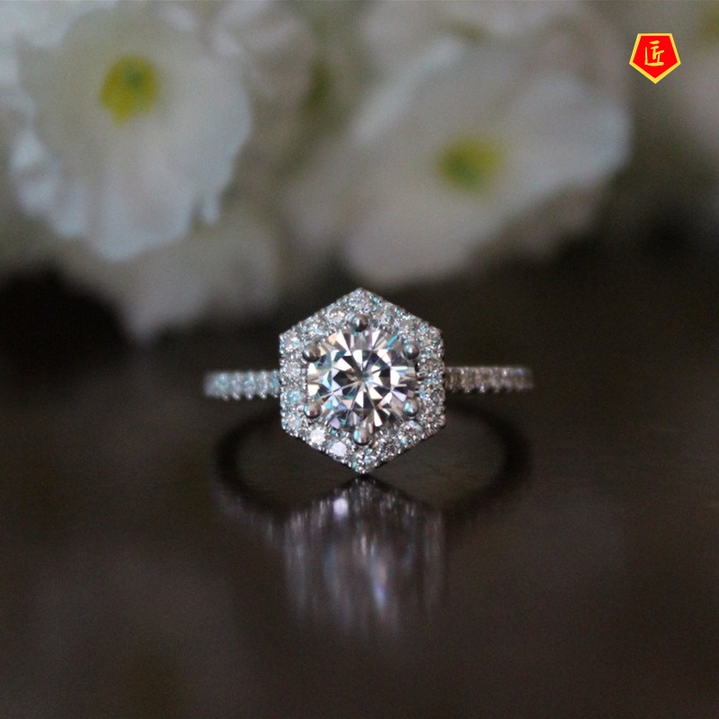 Cincin Moissanite Heksagonal Untuk Fashion