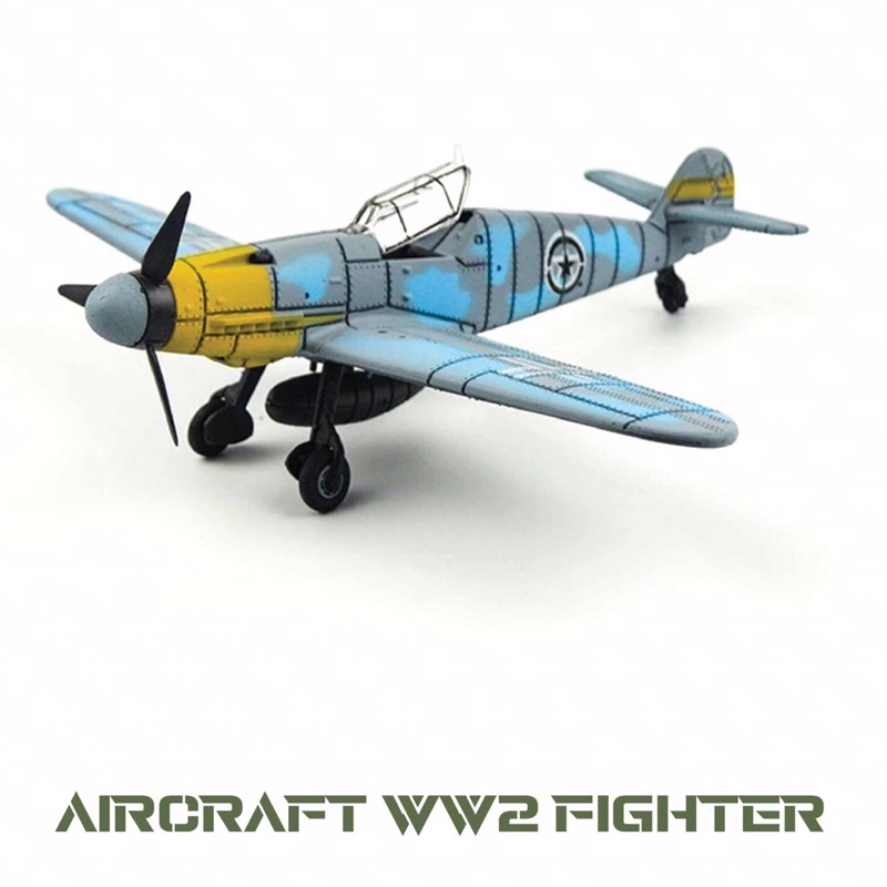 MAINAN PESAWAT / DIECAST / MINIATUR (AIRCRAFT WW2 FIGHTER WW2 FIGHTER BLUE - GREY)
