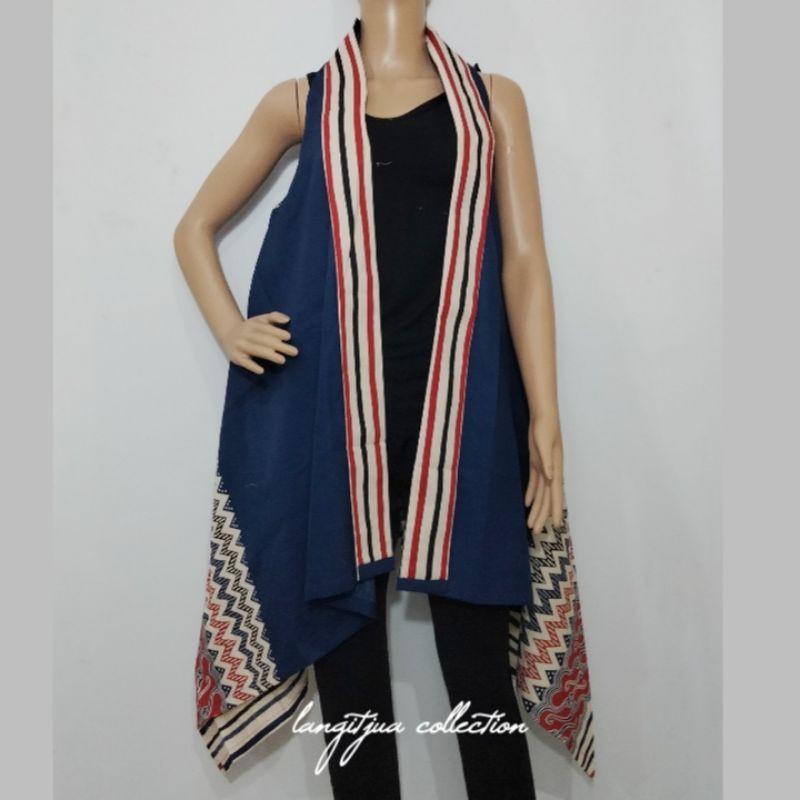 MAYA SALUR OUTER BATIK VEST TANPA LENGAN KEKINIAN