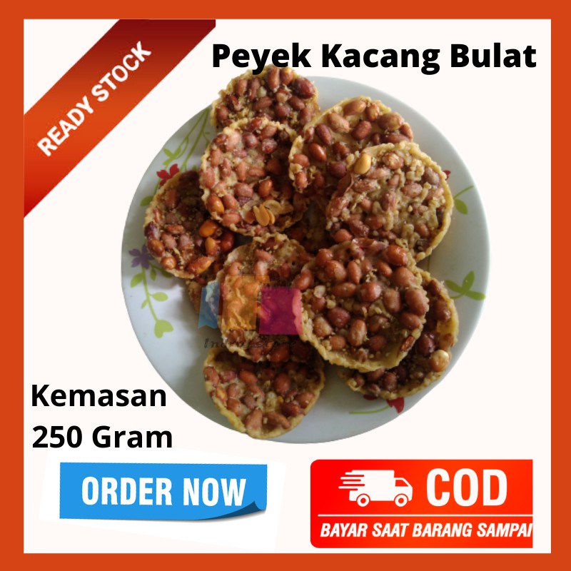 Peyek Kacang Bulet Kemasan 250 gram Kacang Tanah Bulat