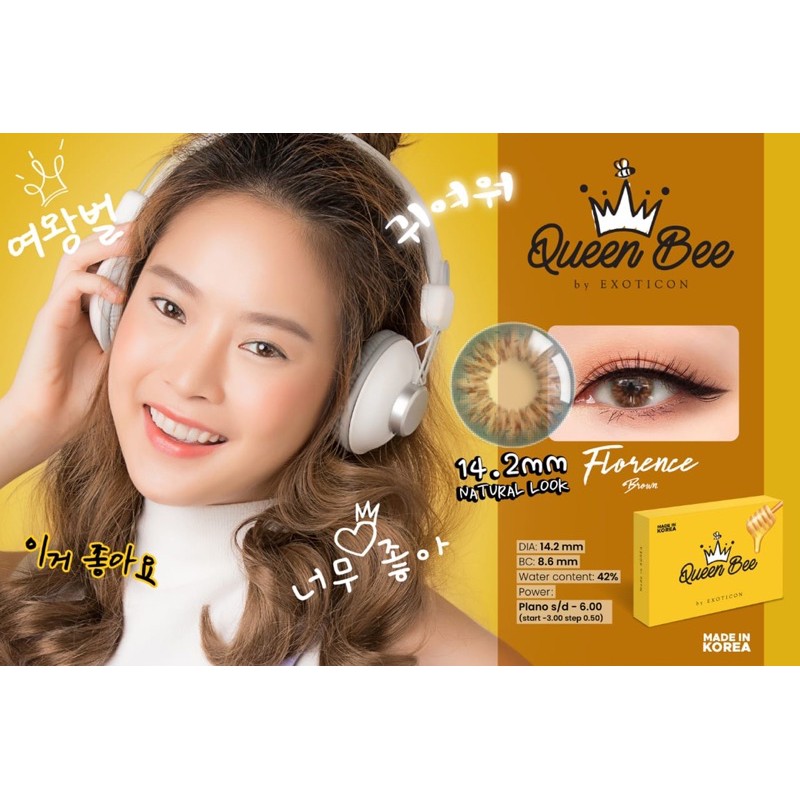 Softlens X2 QUEEN BEE Normal &amp; Minus 0.50 - 2.50 Dia 14.2MM / FREE LENSCASE - KASIMURA