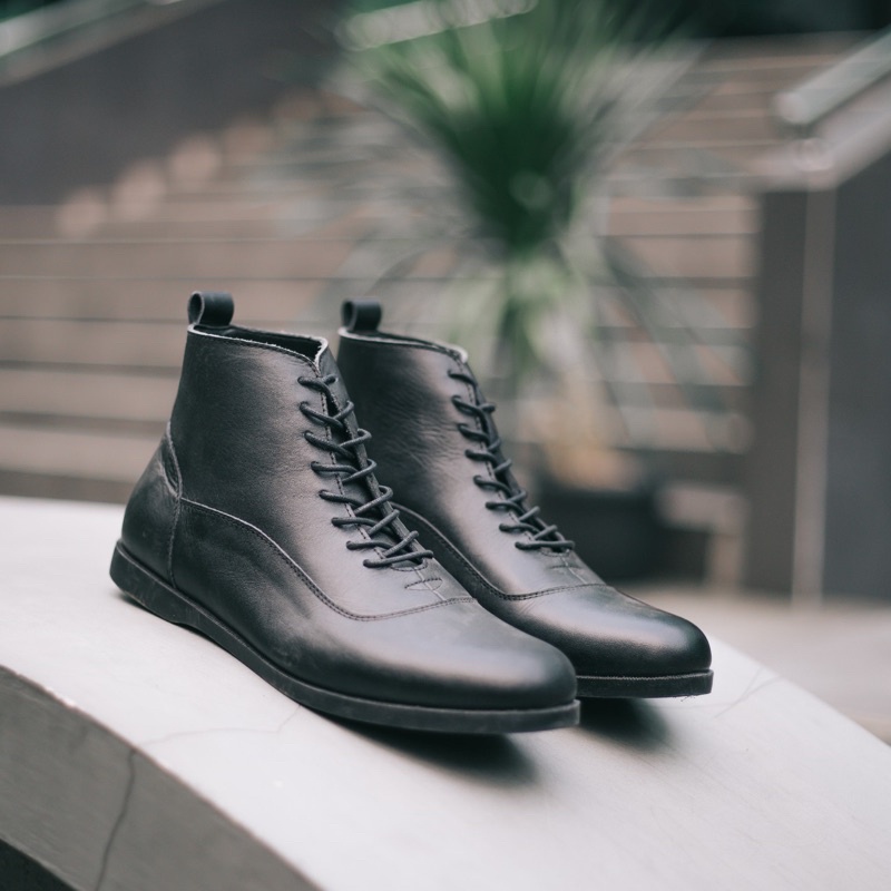 Sepatu Boots Kulit Asli - Vigos Hades Black