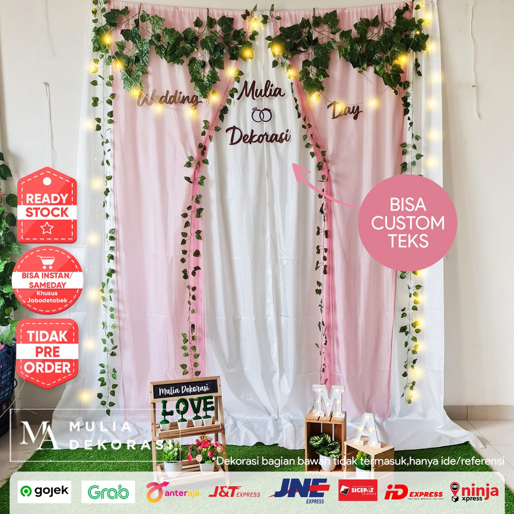 Dekorasi Lamaran Tunangan Backdrop Nikahan PhotoBooth DIY Akad Nikah Aqiqah Khitan Paket Mulia AAA