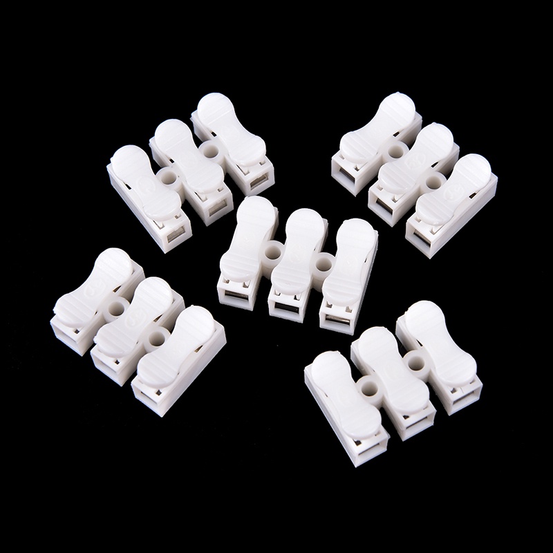 (LUCKID) 20pcs Konektor Kabel 3 Pin Self Locking Warna Putih