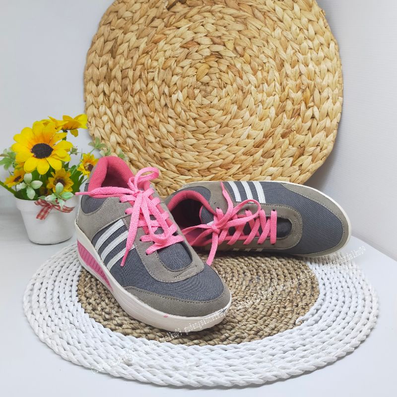 CUCI GUDANG Sneaker wanita adid*s - sneaker wanita abu - sepatu sneaker wanita casual murah sneaker tali HPD386