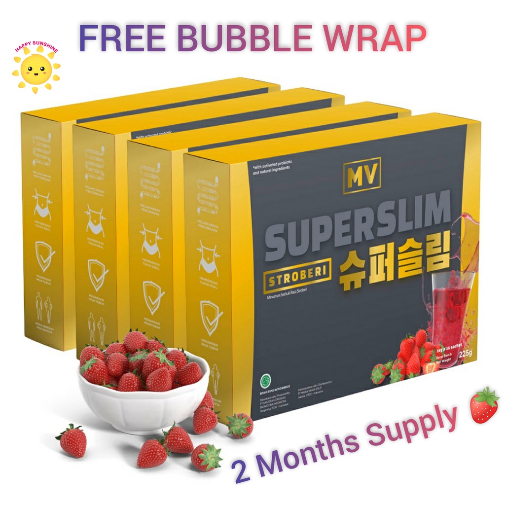 MVSUPERSLIM Paket 4 Box MV SuperSlim Super Slim Strawberry Fiber Drink by Maria Vania BPOM Halal Sol