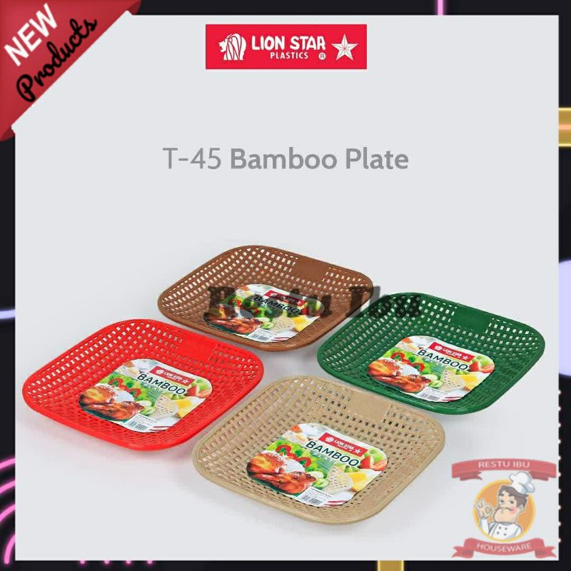 Piring Makan Rotan Motif Bambu Plastik Lion Star Bamboo Plate T-45 Lion star