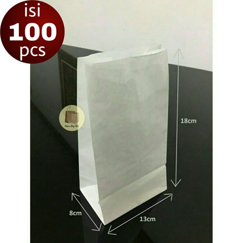 

Paperbag Kantong Kertas Rotiboy Anti Minyak Putih 13x8x18 cm (isi 100 pcs)