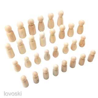 30pcs Mainan  Boneka Peg Doll Kayu  Polos Natural Tanpa Cat  