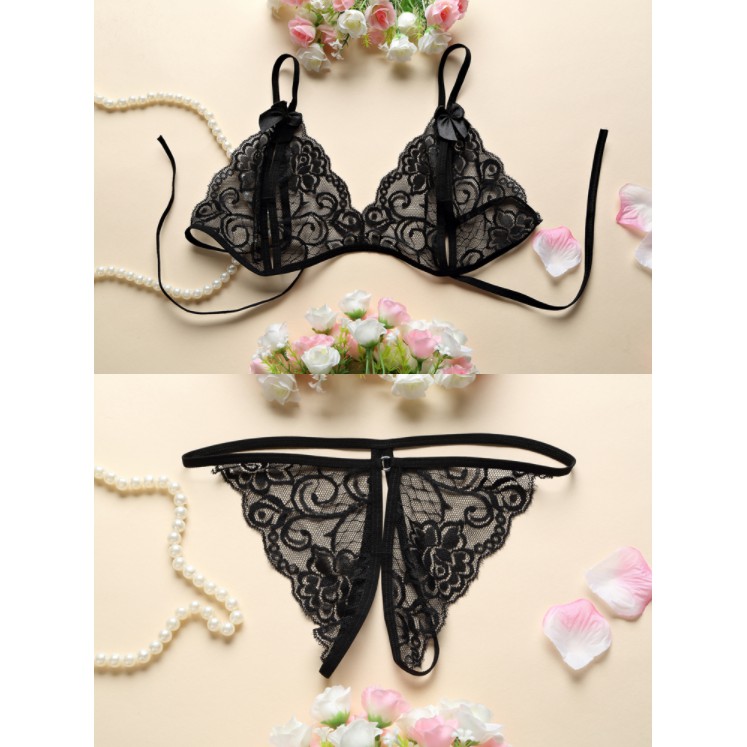 [TOYOU SHOP L02] SET BRA SEXY LINGERIE + G STRING LACE | PAKAIAN DALAM WANITA | SESERAHAN TRANSPARAN | KOREA FASHION